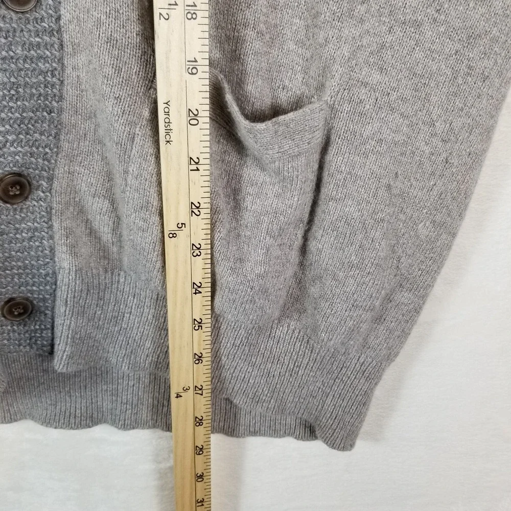 J.Crew Men XL Slim Merino Alpaca Wool Shawl Collar Cardigan Gray‎ Elbow Patches